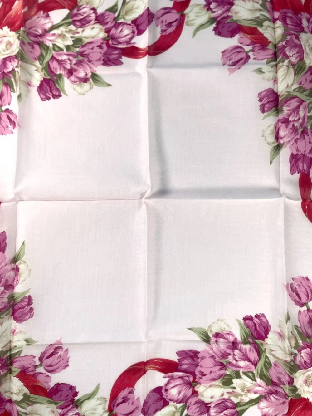 Vintage Christian Dior Floral Cotton Scarf NWT Pink Tulips